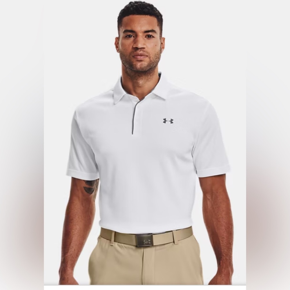 Under Armour Men's Classic White Polo. Size medium.
